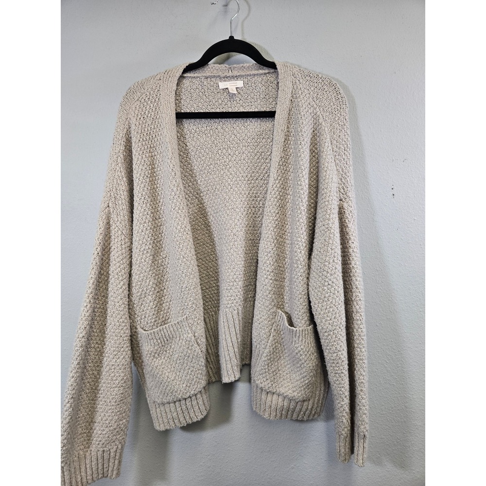 Lauren Conrad Metallic Knit Button Front Cardigan Sweater Neutral Large
